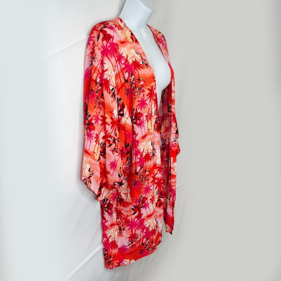 Asos Tropical Kimono Jacket Womens 4 Open Hawaiian Beach Cover Up Casual S NN04X - Picture 2 of 4